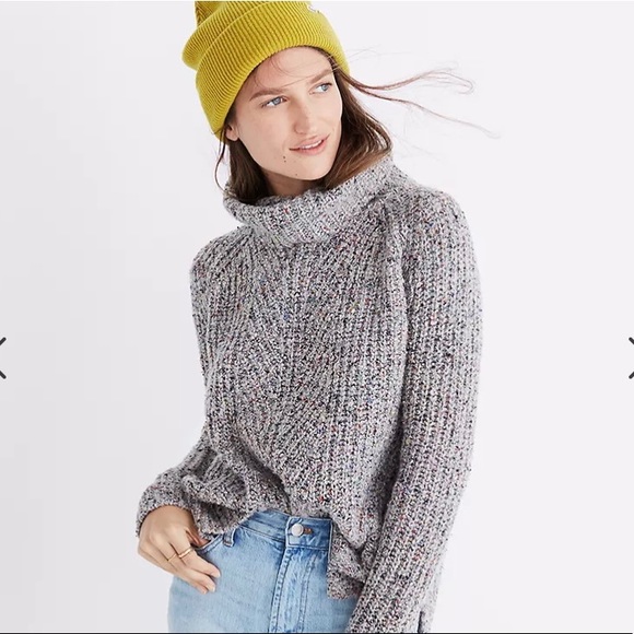 Madewell Sweaters - Madewell Colorfleck Ribbed Turtleneck Grey Sweater Size Medium
